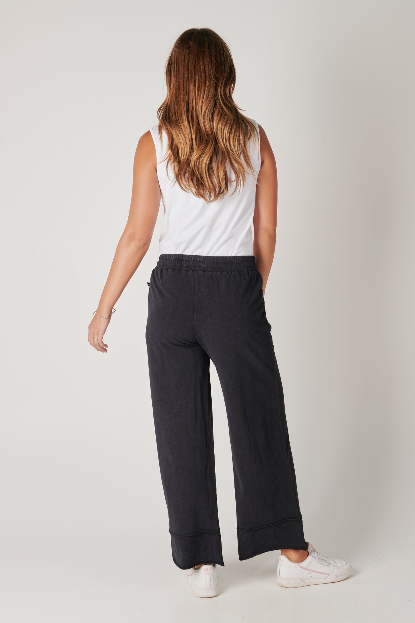 One Ten Willow Wide Leg Track Pant - Washed Black