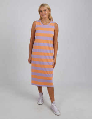 Elm Horizon Tank Dress - Papaya and Periwinkle Stripe