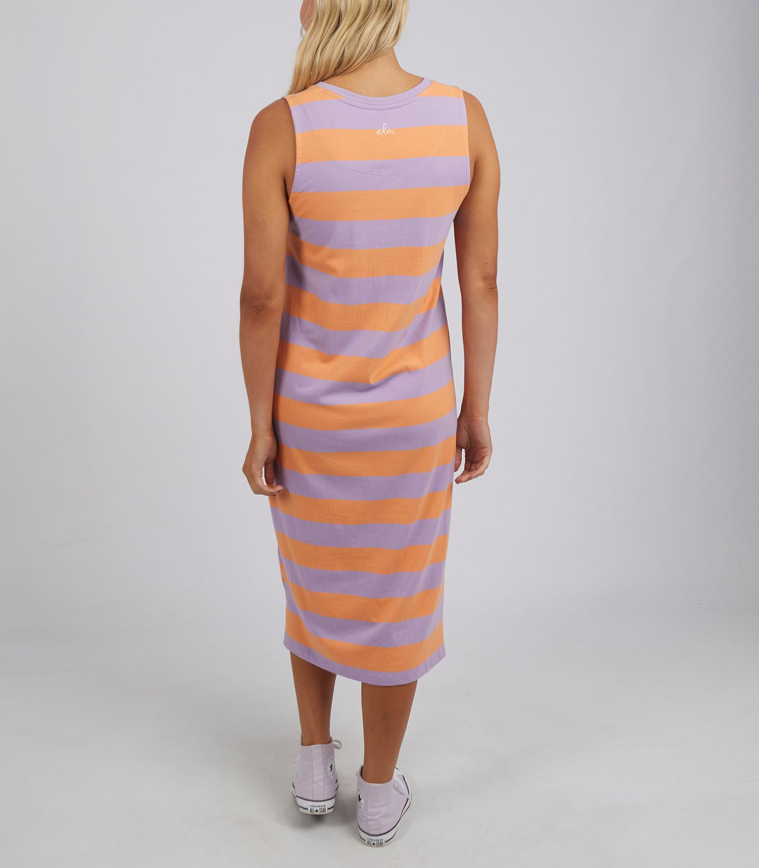 Elm Horizon Tank Dress - Papaya and Periwinkle Stripe