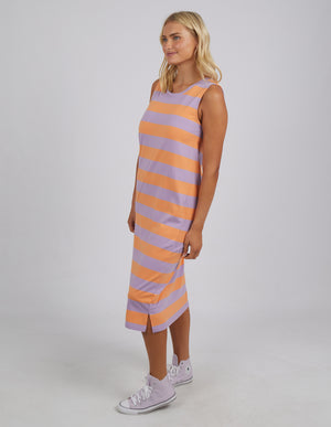 Elm Horizon Tank Dress - Papaya and Periwinkle Stripe