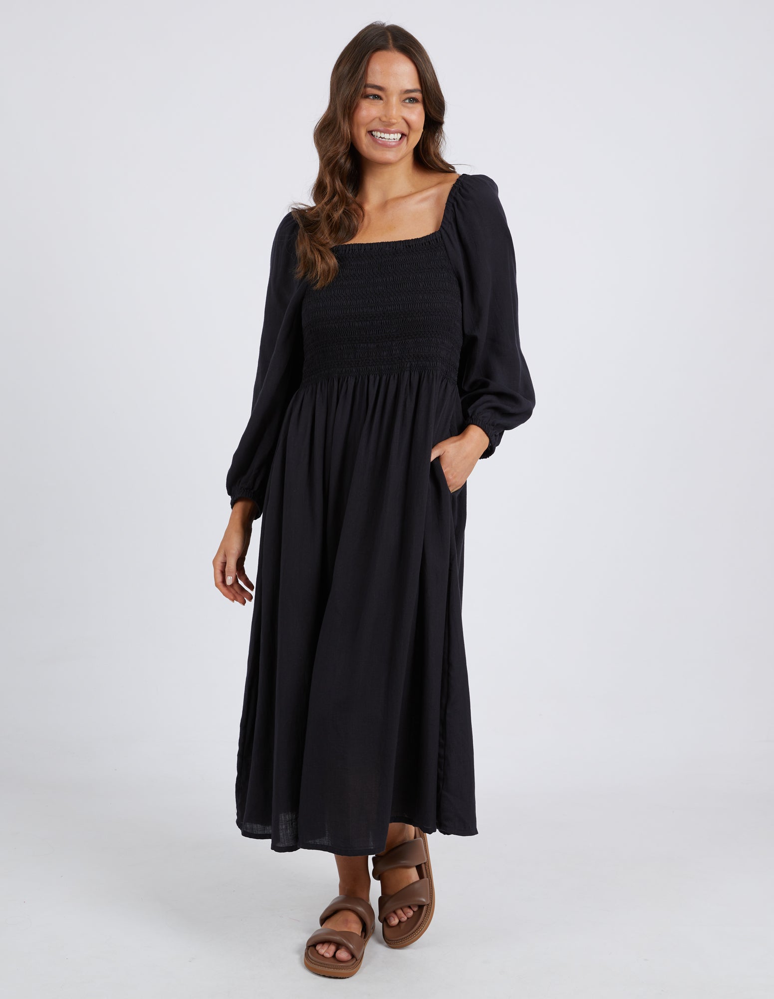 Elm Dusk Midi Dress - Black