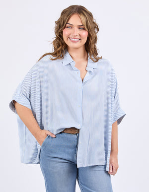 Elm Luna Shirt - Dusk Blue/Marshmallow Stripe