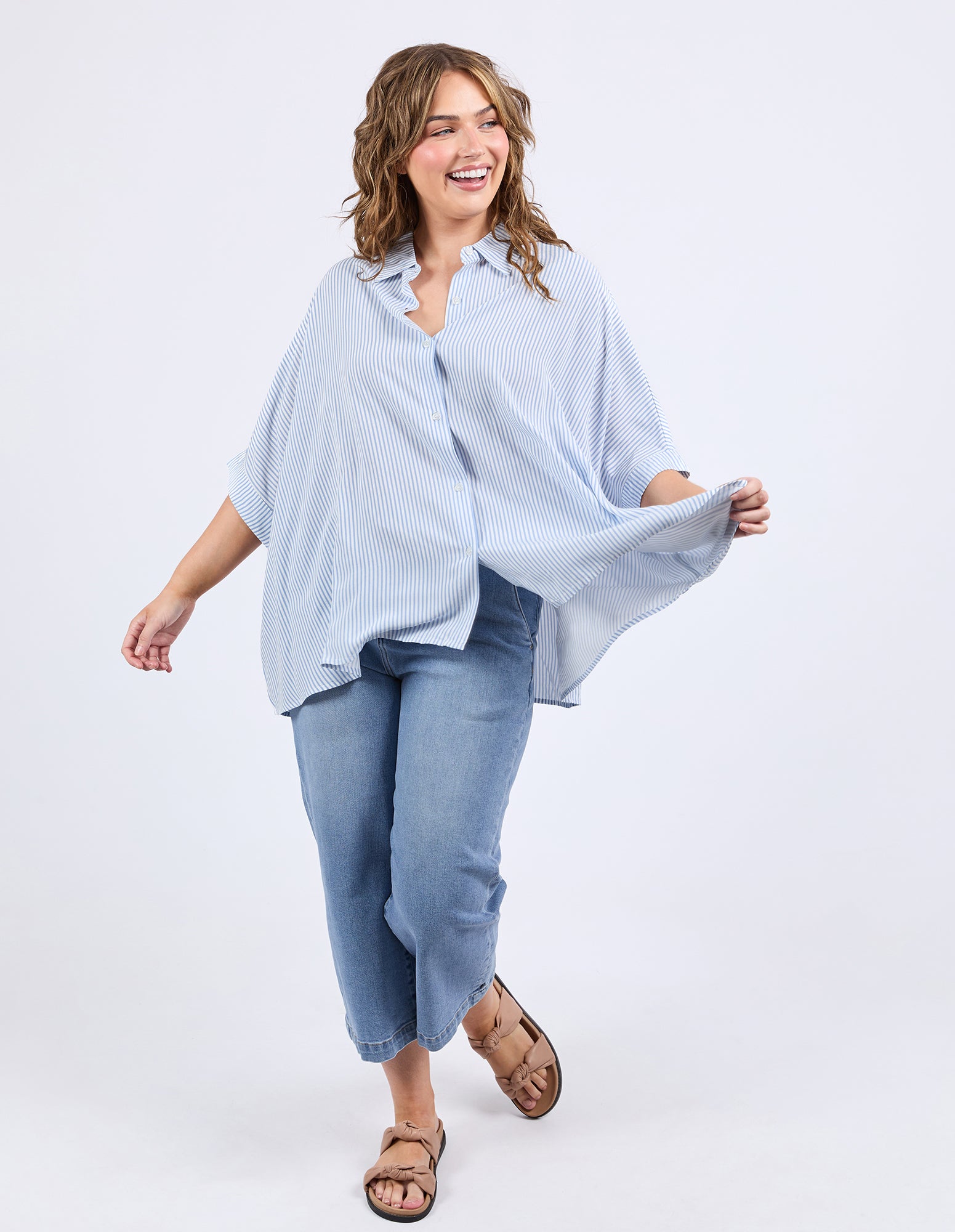 Elm Luna Shirt - Dusk Blue/Marshmallow Stripe