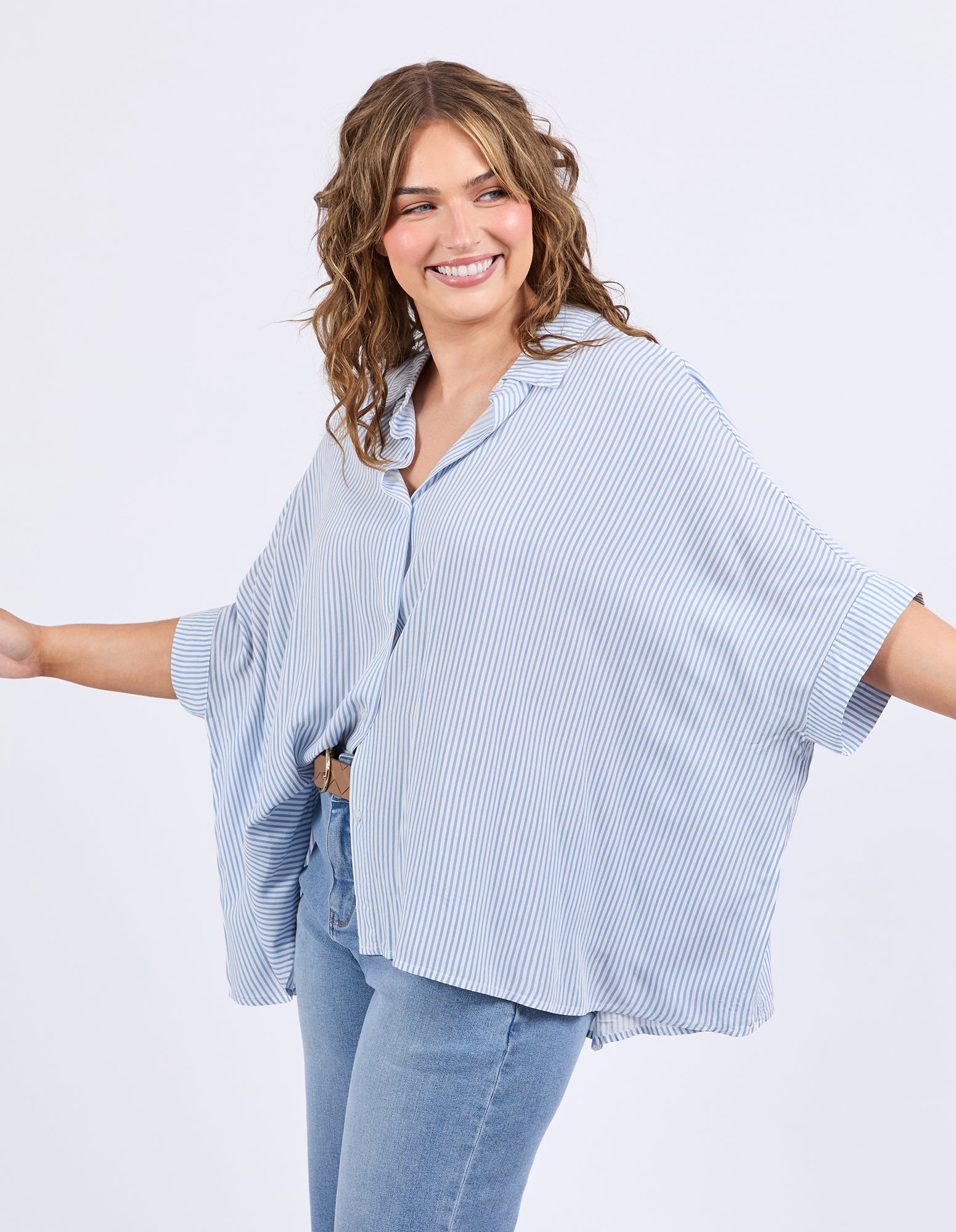 Elm Luna Shirt - Dusk Blue/Marshmallow Stripe