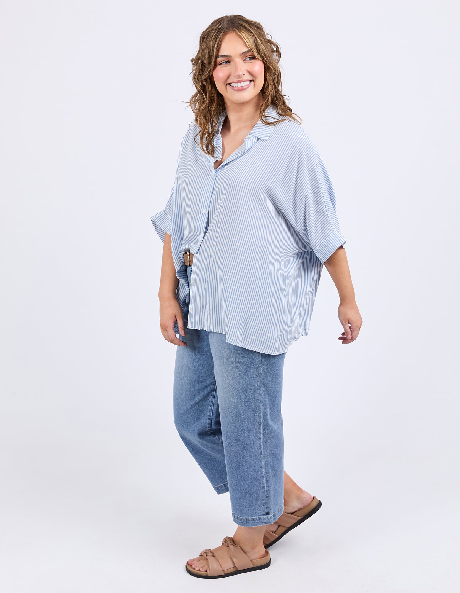 Elm Luna Shirt - Dusk Blue/Marshmallow Stripe