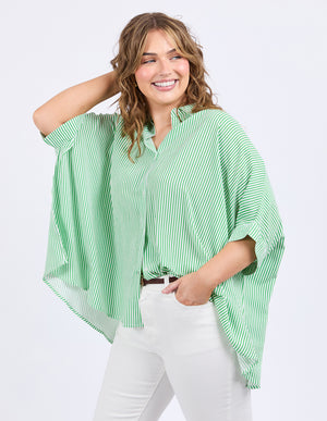 Elm Luna Shirt - Spring Green/Marshmallow Stripe