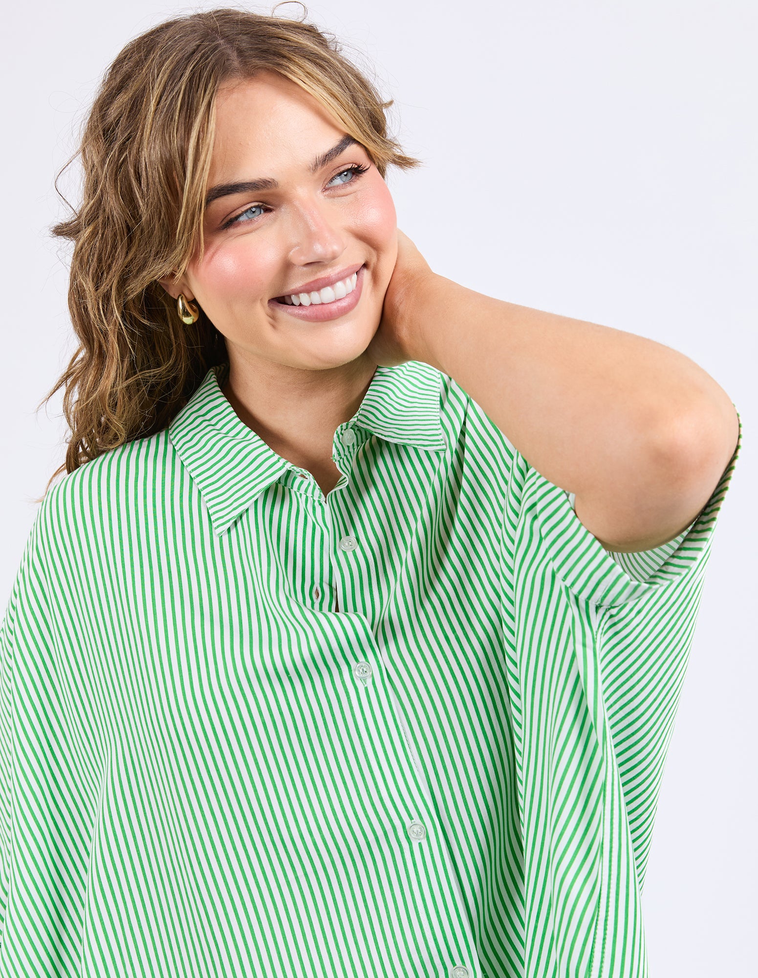 Elm Luna Shirt - Spring Green/Marshmallow Stripe