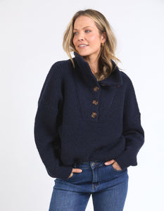Elm Bron Button Knit - Navy
