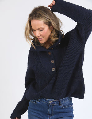 Elm Bron Button Knit - Navy