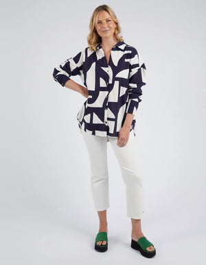 Elm Dali Abstract LS Shirt - Midnight