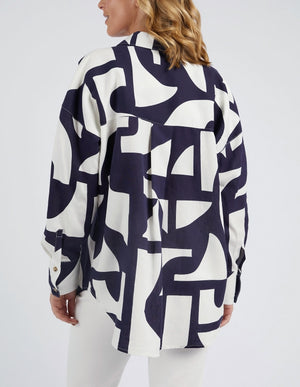 Elm Dali Abstract LS Shirt - Midnight