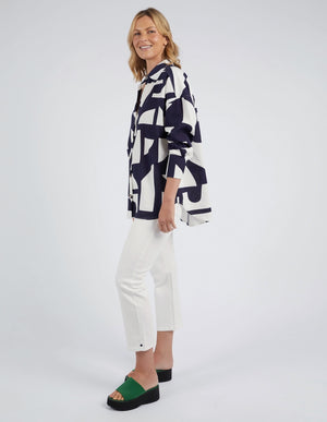 Elm Dali Abstract LS Shirt - Midnight
