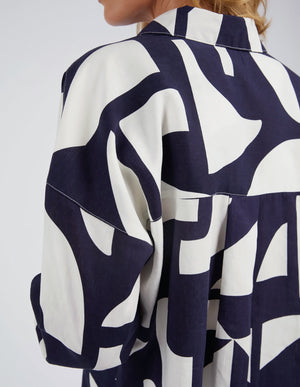 Elm Dali Abstract LS Shirt - Midnight