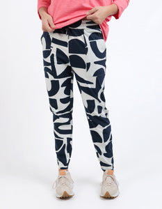 Elm Mural Lounge Pant - Navy and White Print