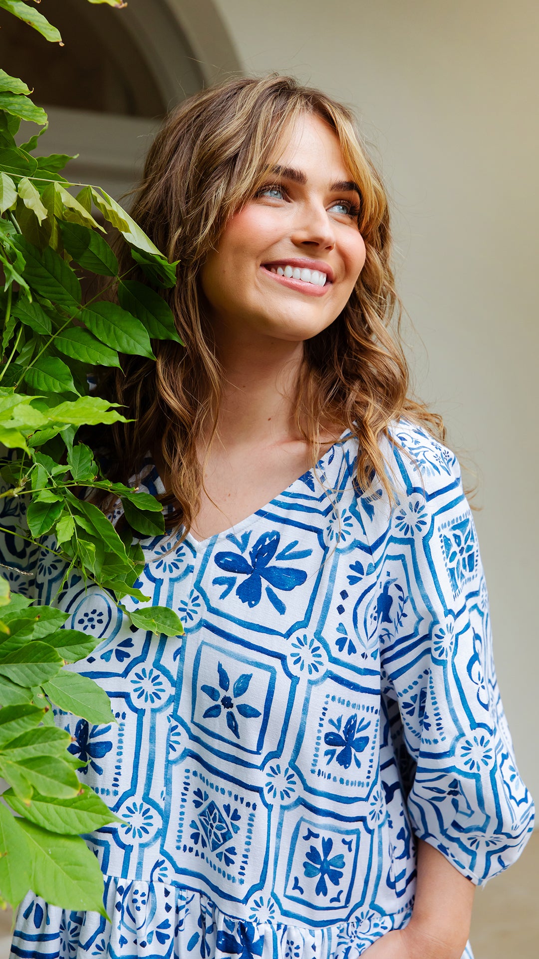 Elm Dolce Tile Midi Dress - Ocean Tile Print