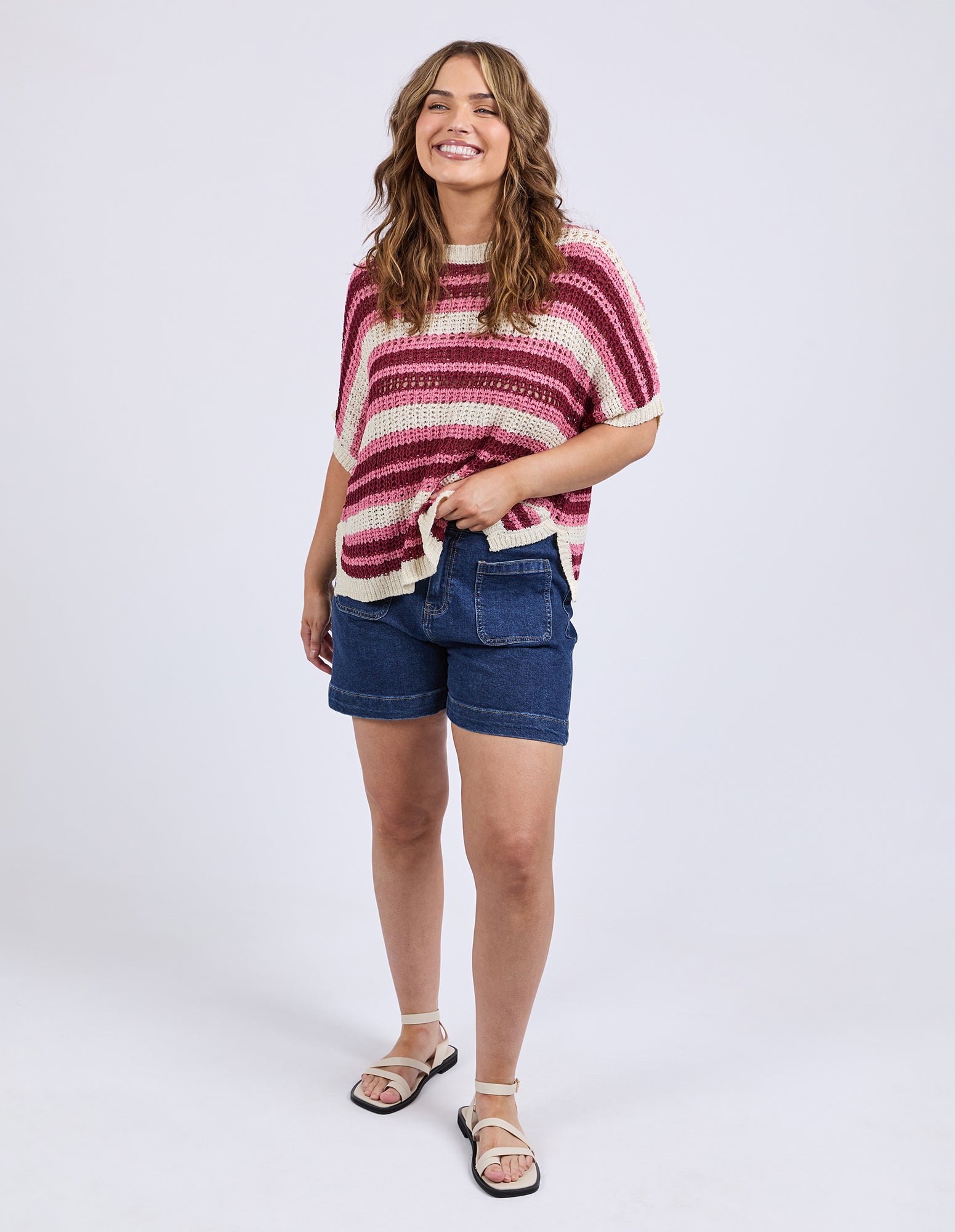 Elm Striped Knit Top - Chateau Rose Stripe