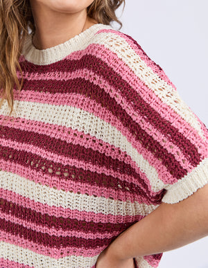 Elm Striped Knit Top - Chateau Rose Stripe