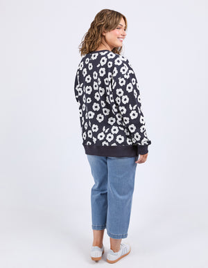 Elm Azalea Crew - Navy Print