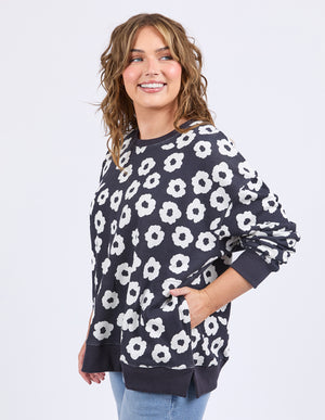 Elm Azalea Crew - Navy Print
