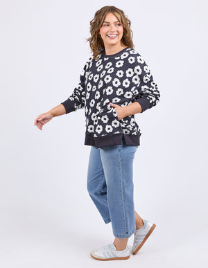 Elm Azalea Crew - Navy Print
