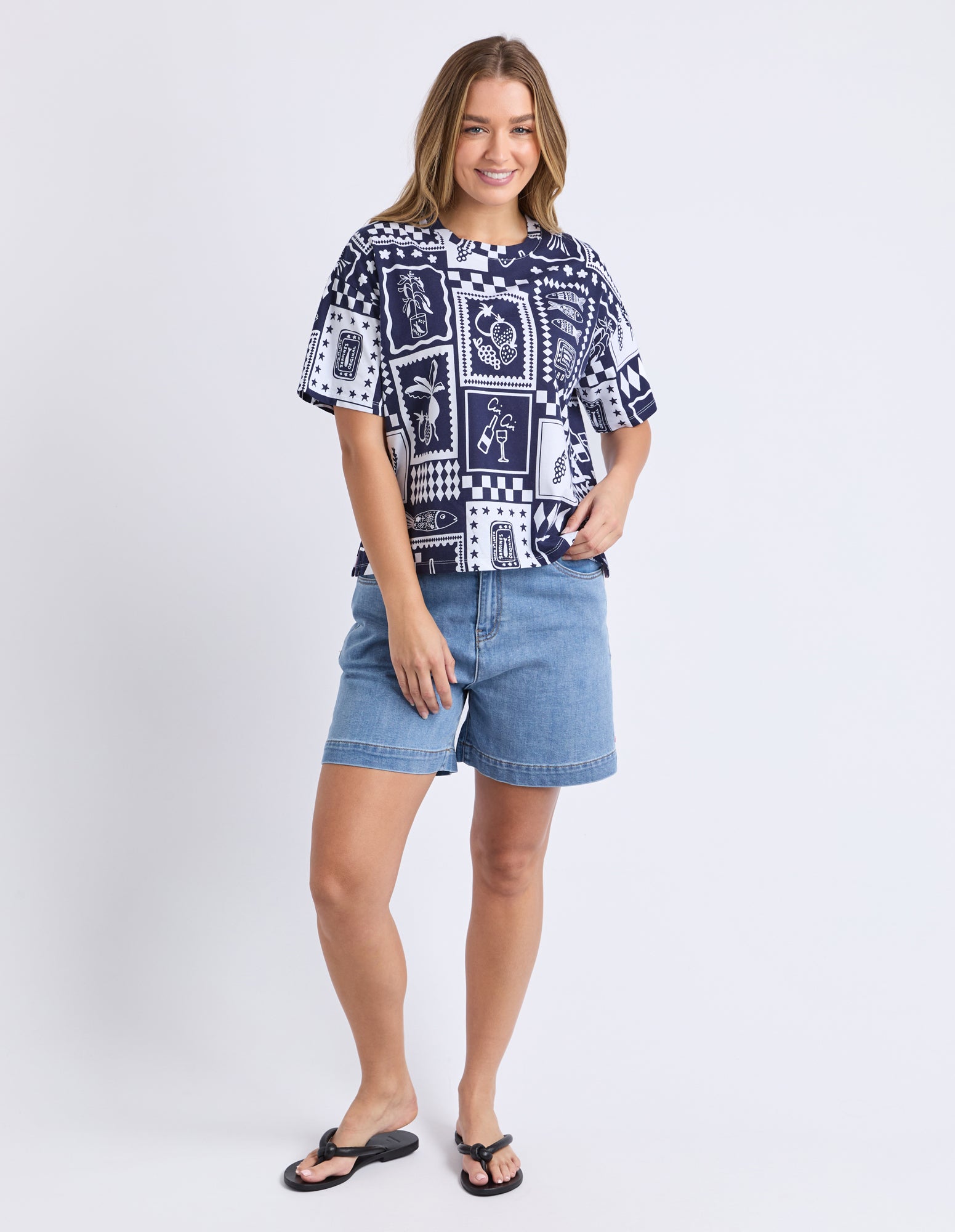Elm Chin Chin Tee - Navy Print