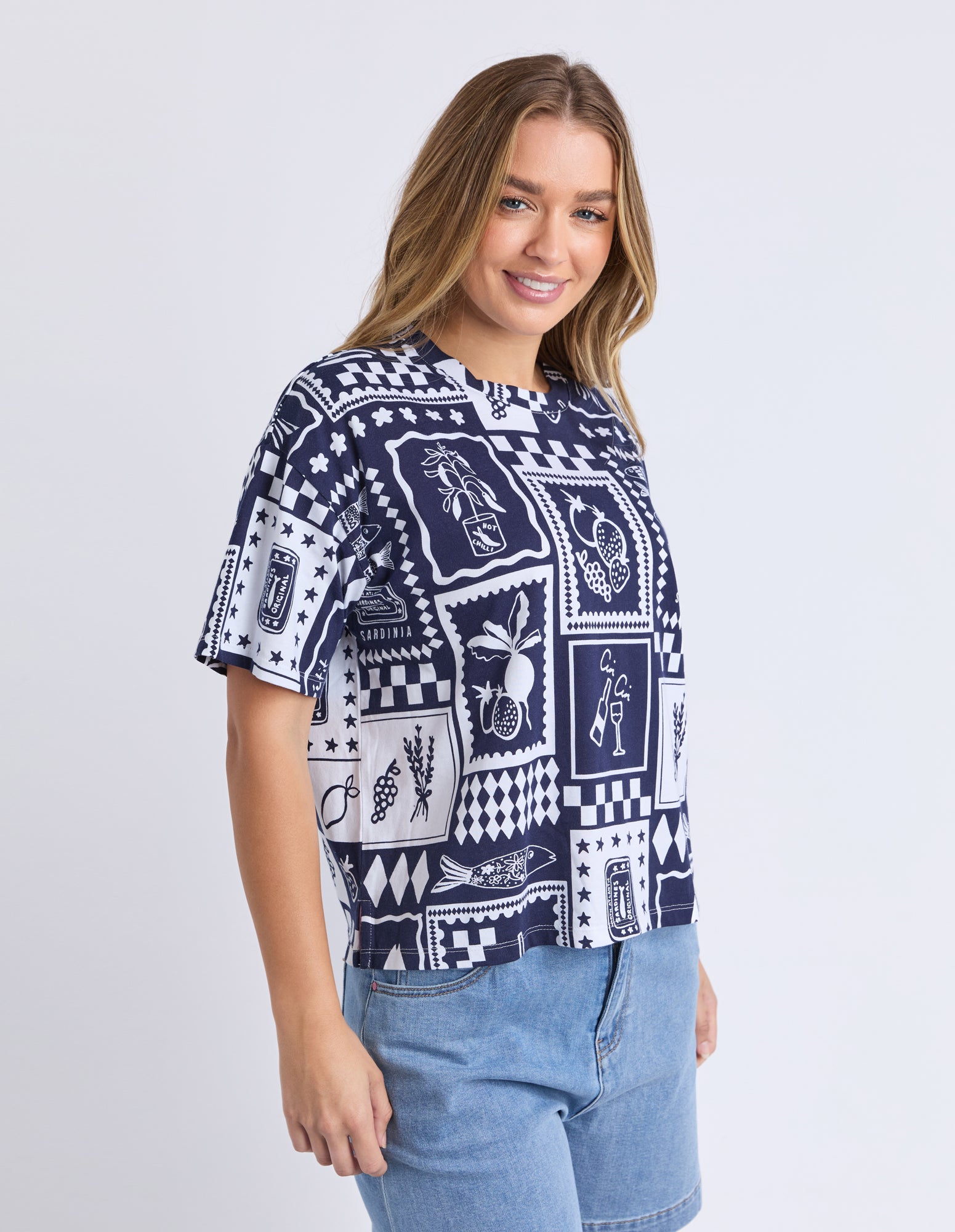 Elm Chin Chin Tee - Navy Print