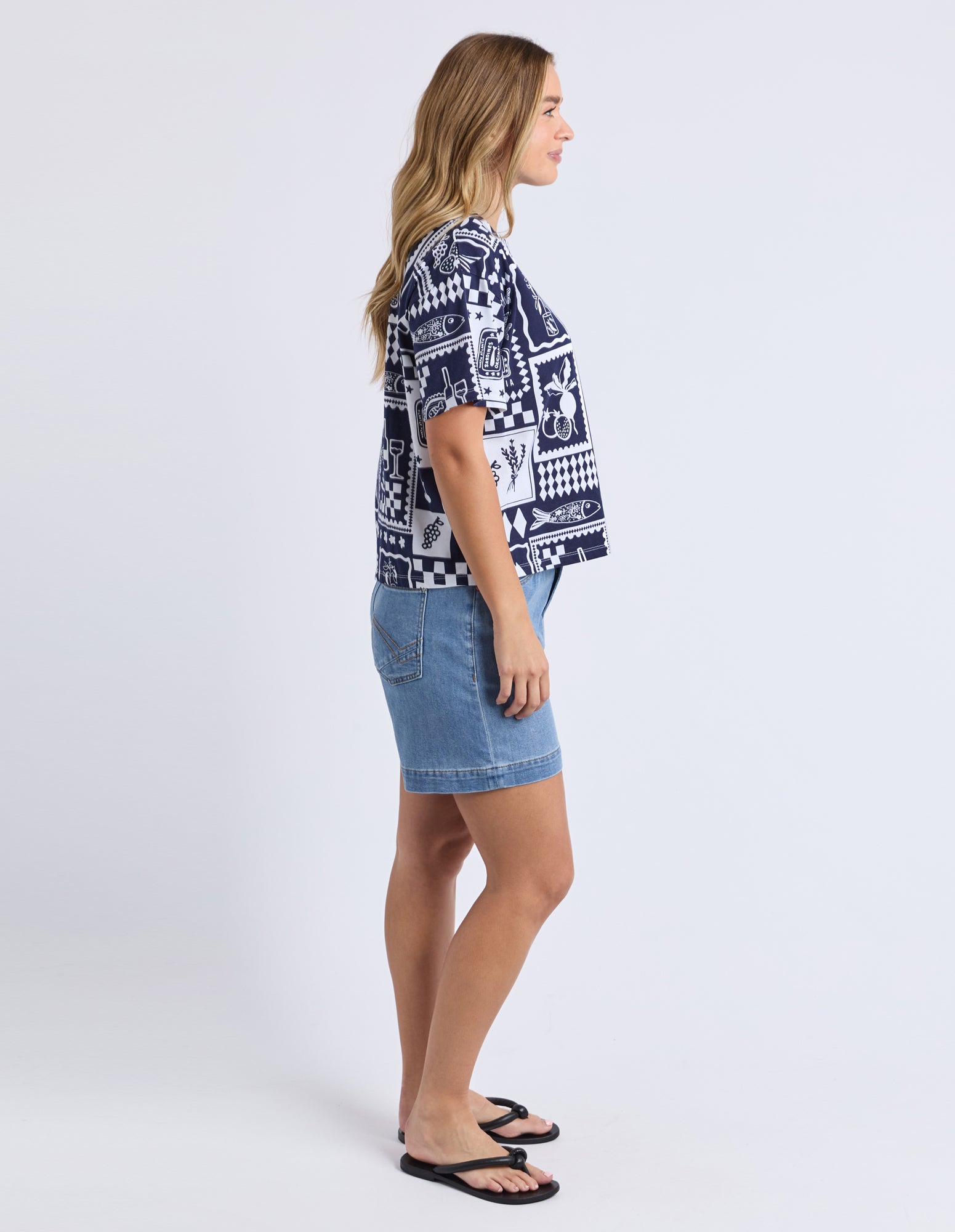 Elm Chin Chin Tee - Navy Print