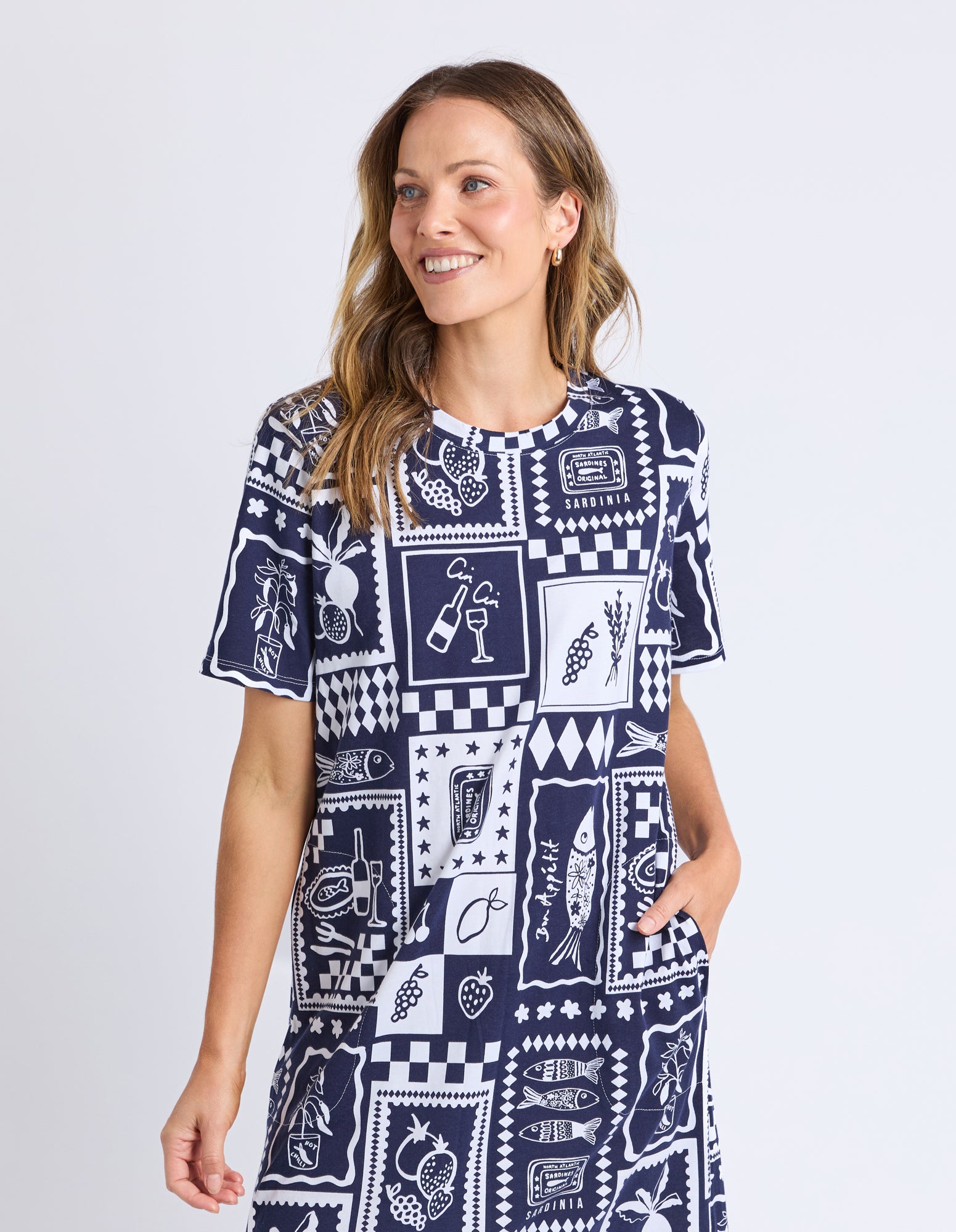 Elm Chin Chin Dress - Navy Print