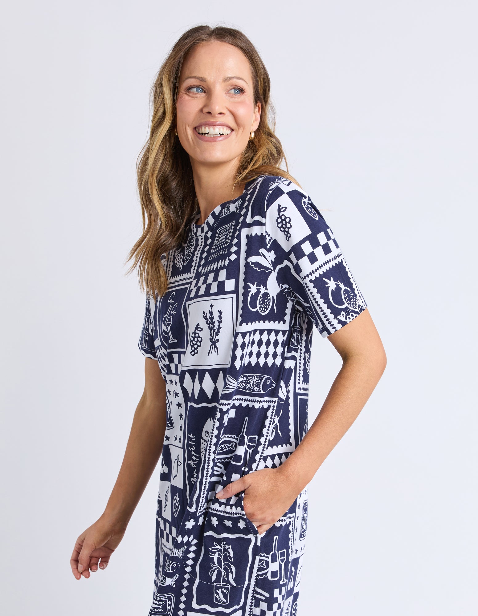 Elm Chin Chin Dress - Navy Print