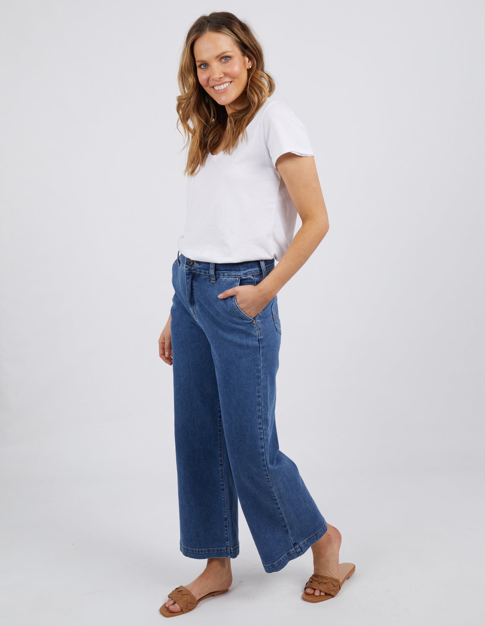 Elm Izzy Wide Leg Jean - Dark Blue