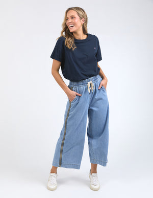 Elm Greta Wide Leg Pant with Side Tape - Light Blue