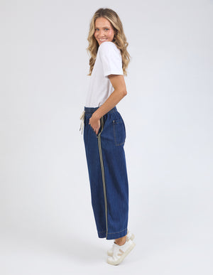 Elm Greta Wide Leg Pant with Side Tape - Dark Blue Wash