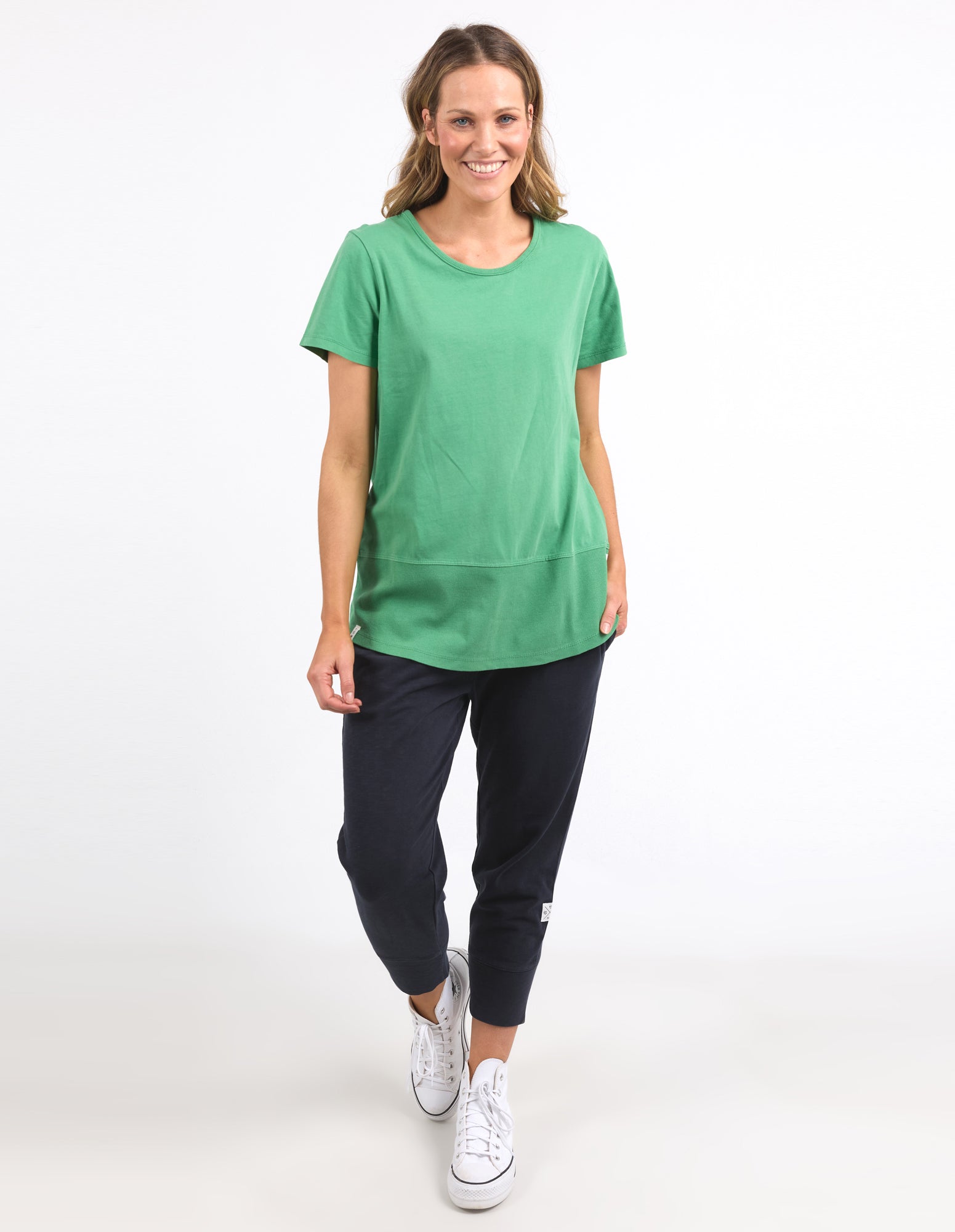 Elm Rib SS Tee - Green Briar