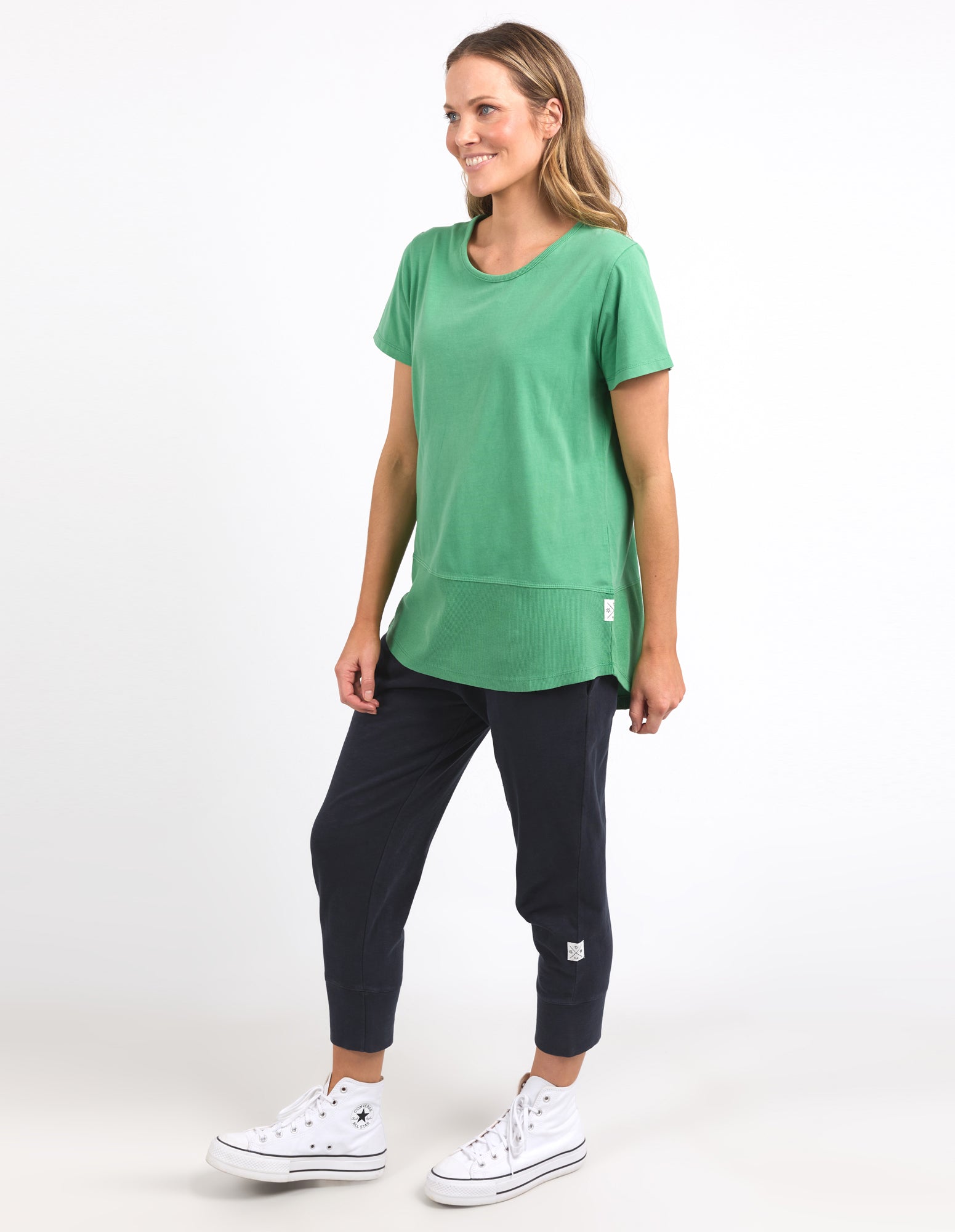 Elm Rib SS Tee - Green Briar