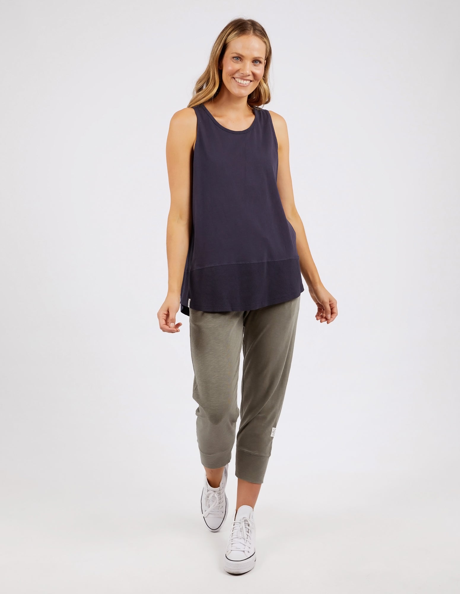 Elm Rib Hem Tank - Navy