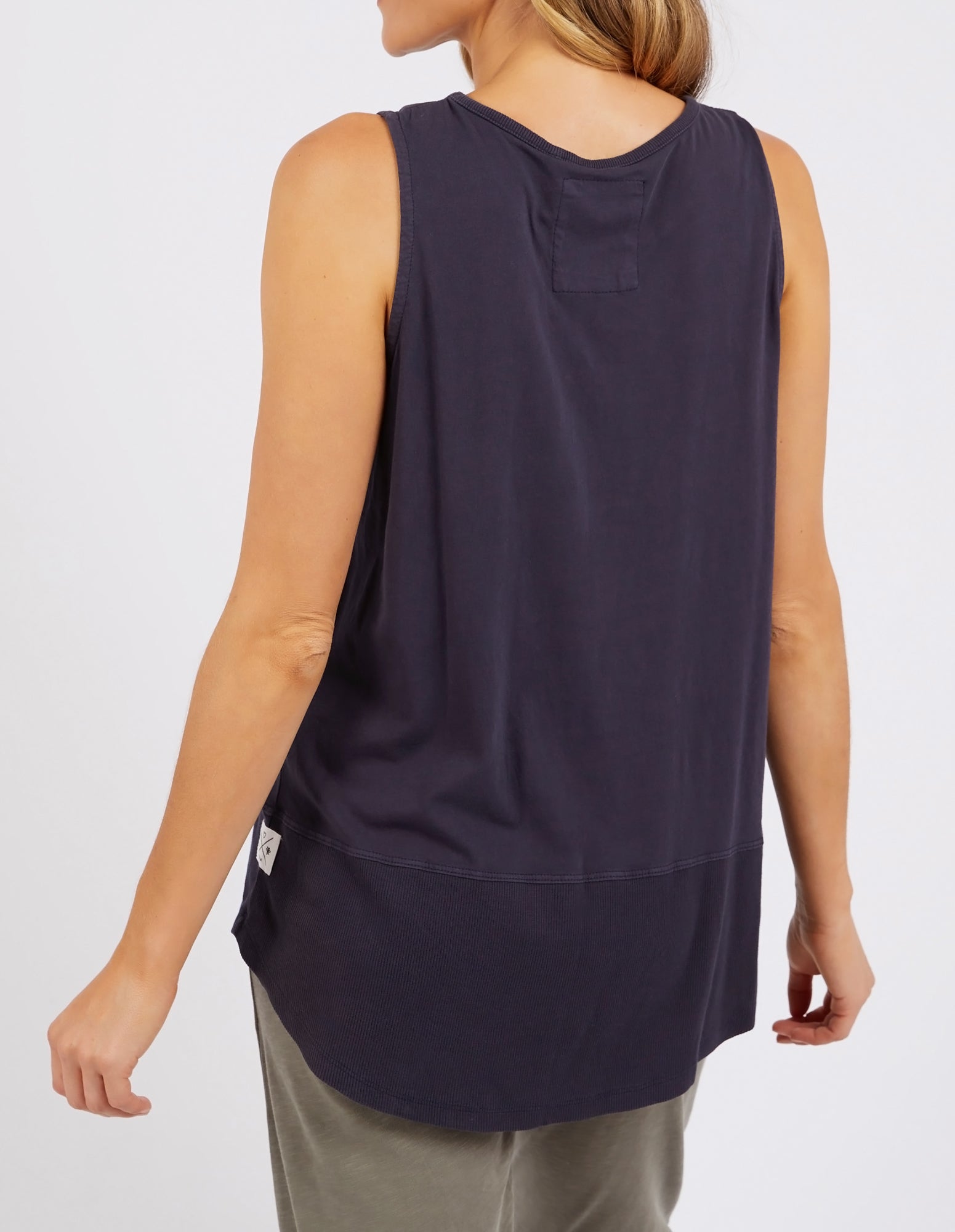 Elm Rib Hem Tank - Navy