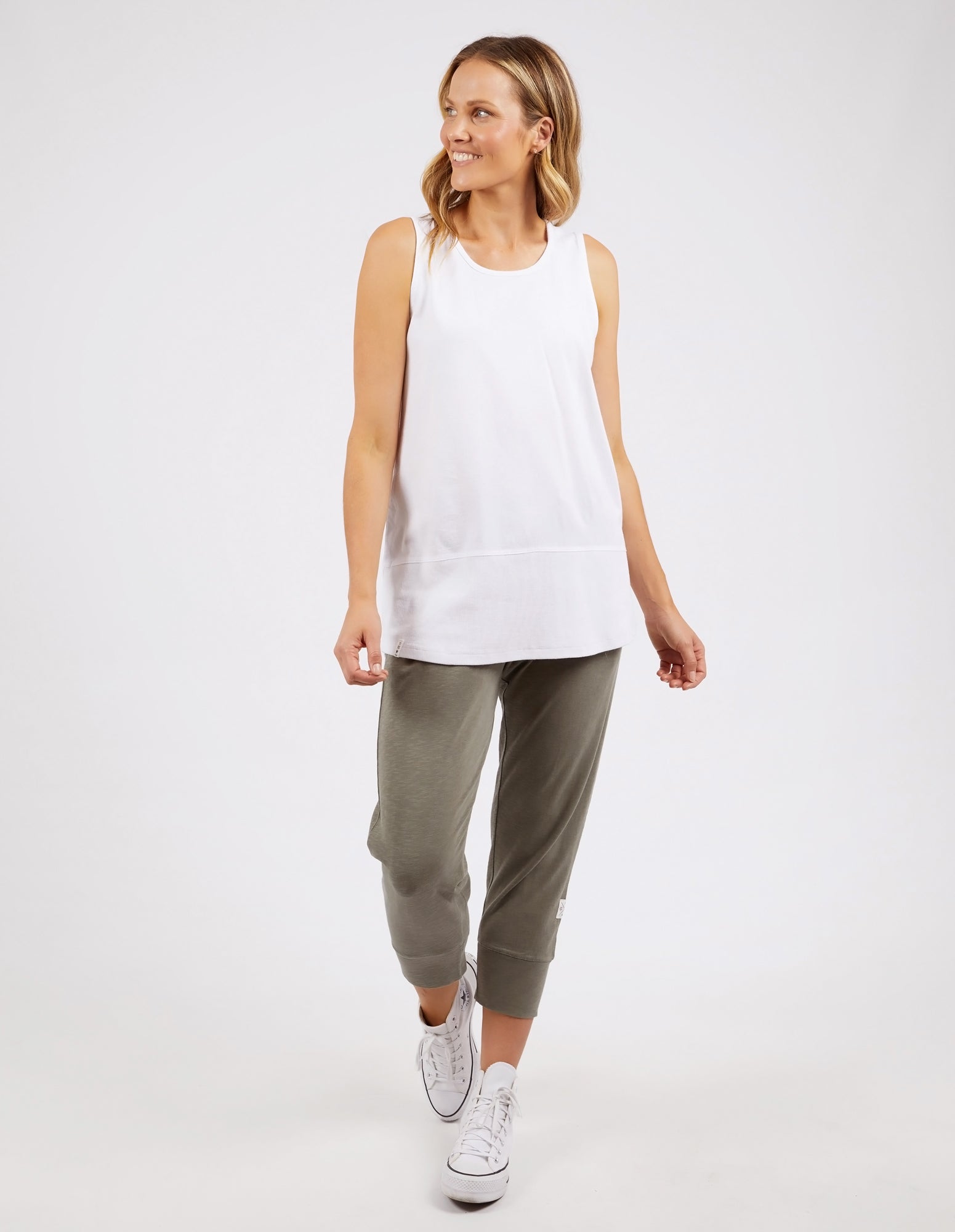 Elm Rib Hem Tank - White