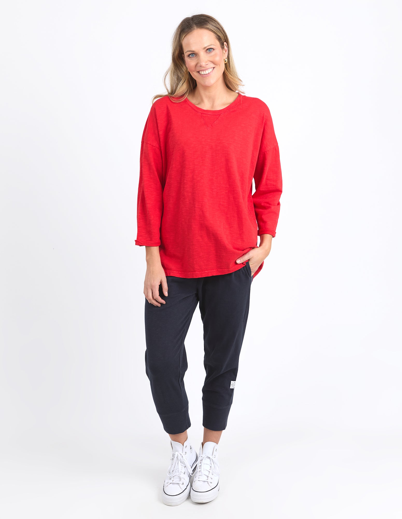 Elm Annie 3/4 Sleeve Tee - Poppy