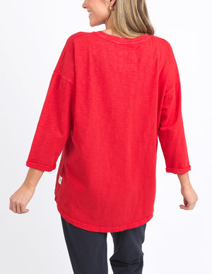 Elm Annie 3/4 Sleeve Tee - Poppy