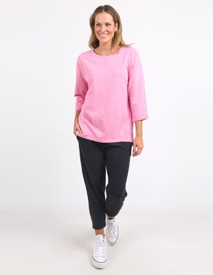 Elm Annie 3/4 Sleeve Tee - Strawberry Pink