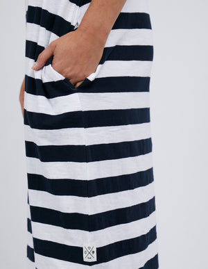 Elm Maeve Midi Dress - Navy/White Stripe