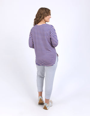 Elm Lauren L/S Tee - Deep Blue and Blush Stripe