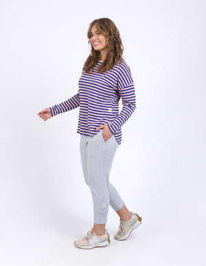 Elm Lauren L/S Tee - Deep Blue and Blush Stripe