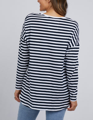 Elm Lauren LS Tee - White/Navy Stripe