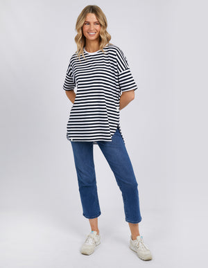 Elm Lauren Stripe S/S Tee - Navy and White Stripe