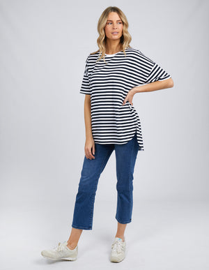Elm Lauren Stripe S/S Tee - Navy and White Stripe