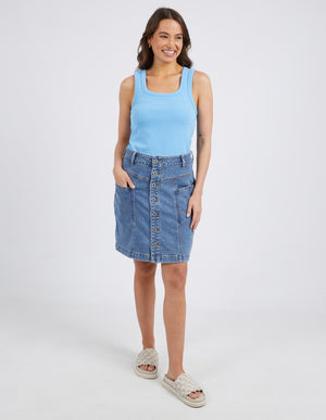 Elm Square Neck Rib Tank - Azure