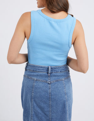Elm Square Neck Rib Tank - Azure