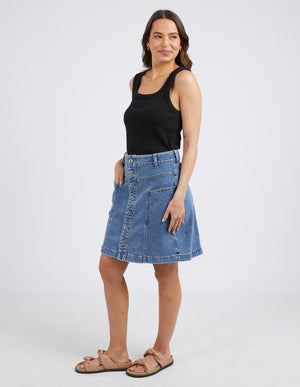 Elm Square Neck Rib Tank - Black