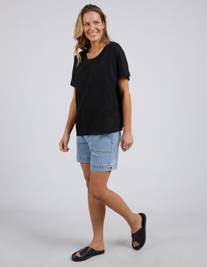 Elm Curtis Woven SS Tee - Black